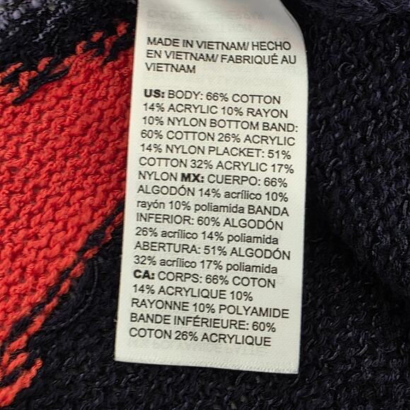 Chico's Open Front Cardigan Patriotic Colorblock Knit Sweater Womens M Blue Red - Picture 11 of 12